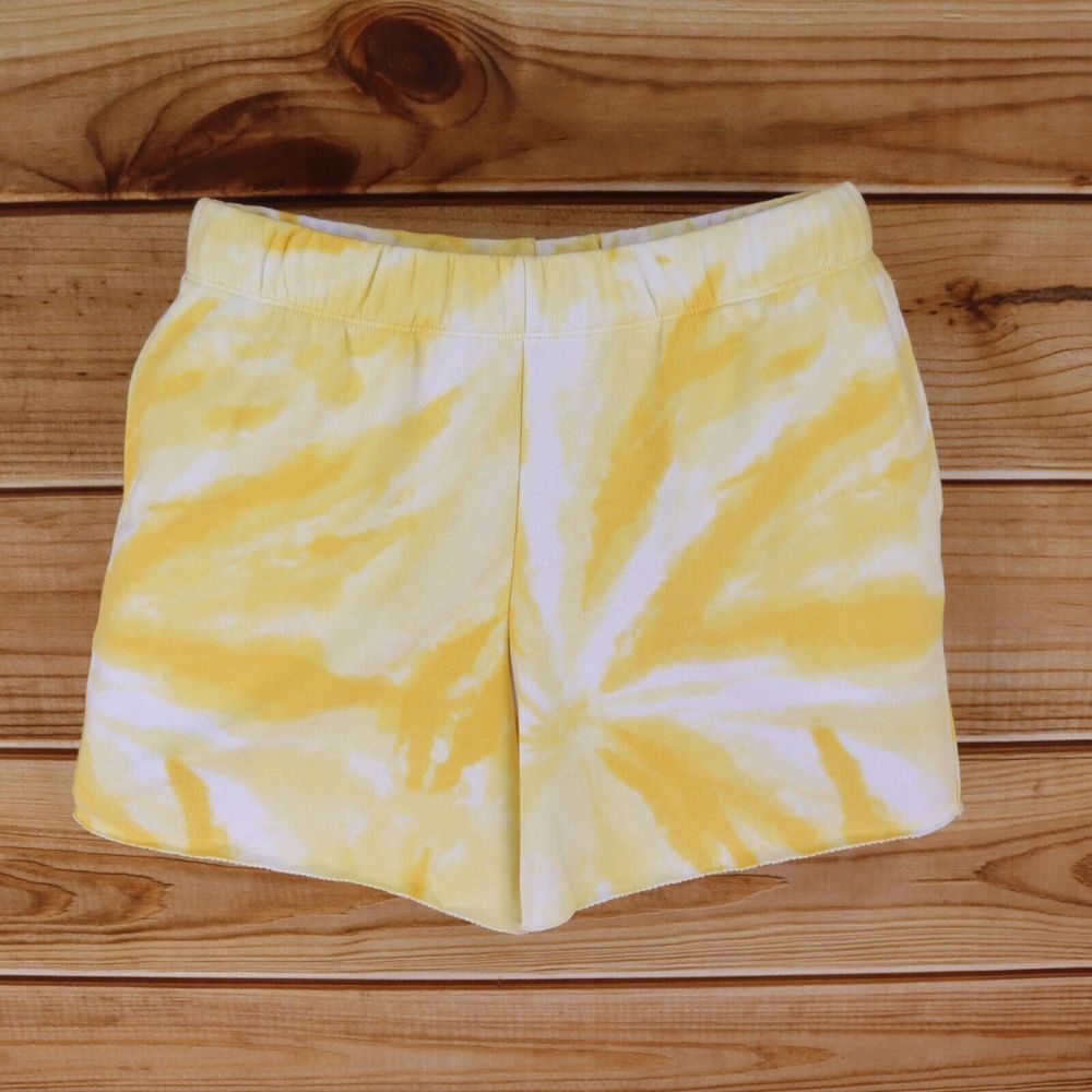 Secret Treasures Sweatshorts Womens Size M Yellow Tie-Dye Elastic Waist Pockets